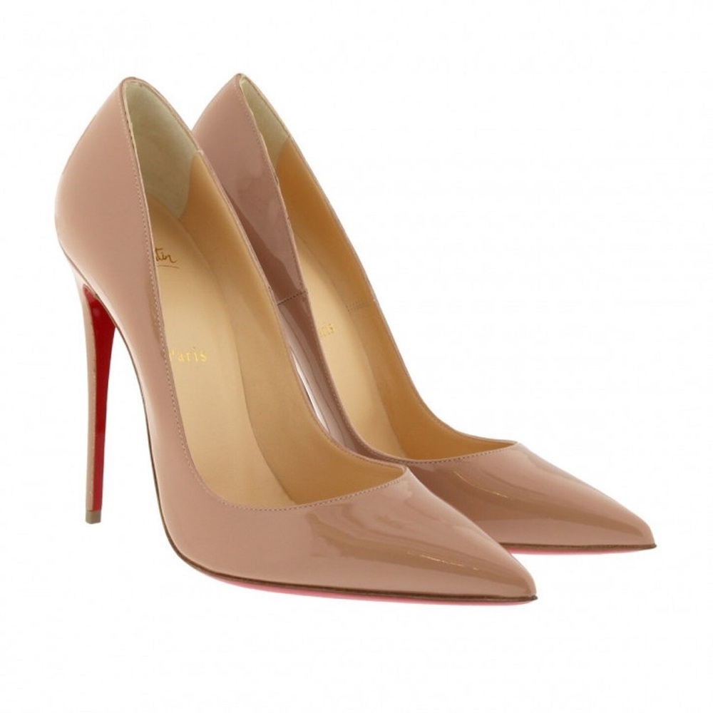Christian Louboutin Pigalle Follies Heels Nude Patent Size 8.5US / 38.5EU - Picture 2 of 10